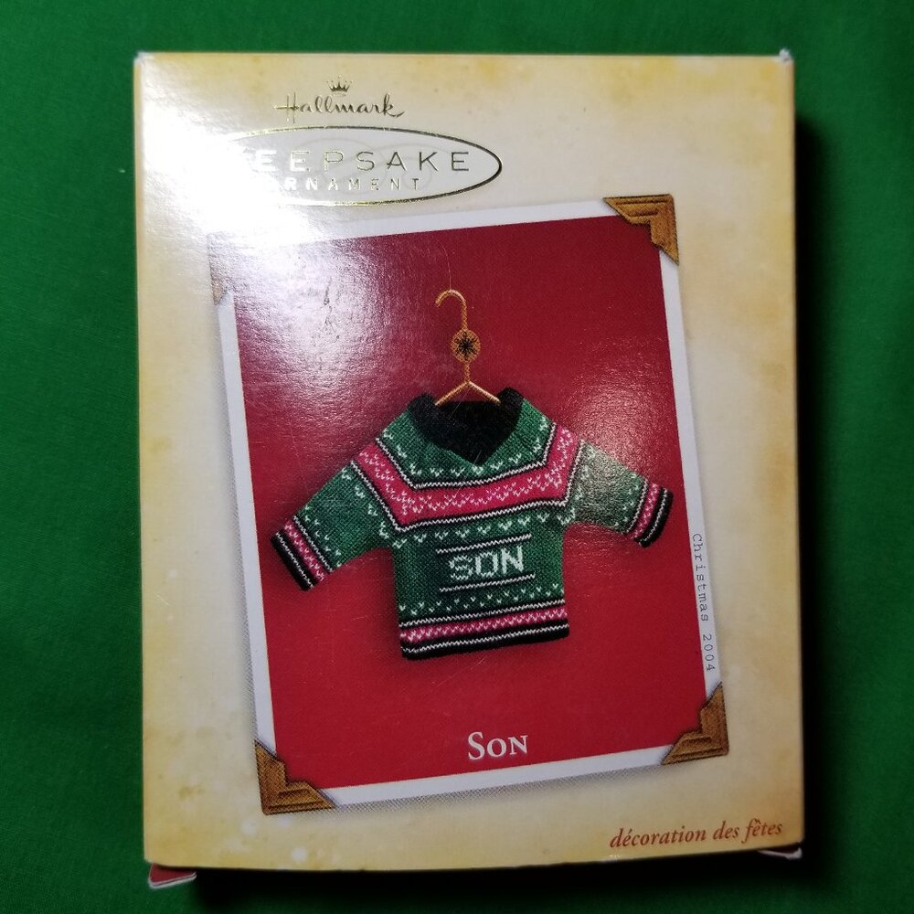 Hallmark Keepsake Ornament 2004 Son Ugly Holiday Sweater Green Red Vintage